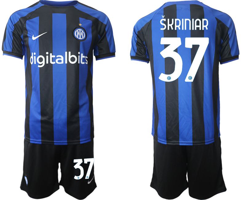 Cheap Men 2022-2023 Club Inter Milan home blue 37 Soccer Jersey